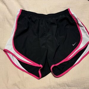 Nike Women's Black and Pink Trim Athletic Shorts
